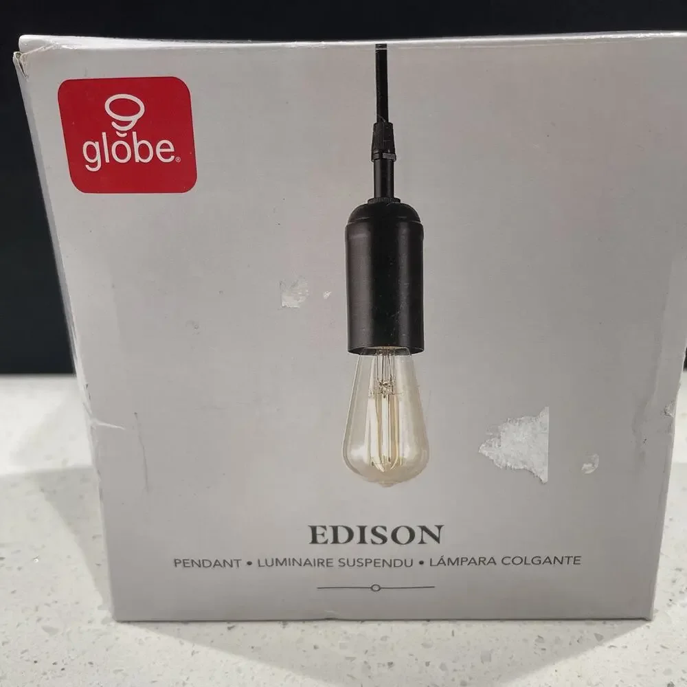 Globe Electric 64906 Vintage 1 Light Hanging 65” Pendant - Black -Open Box